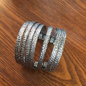 Silver bangle bracelet multistrand bracelet